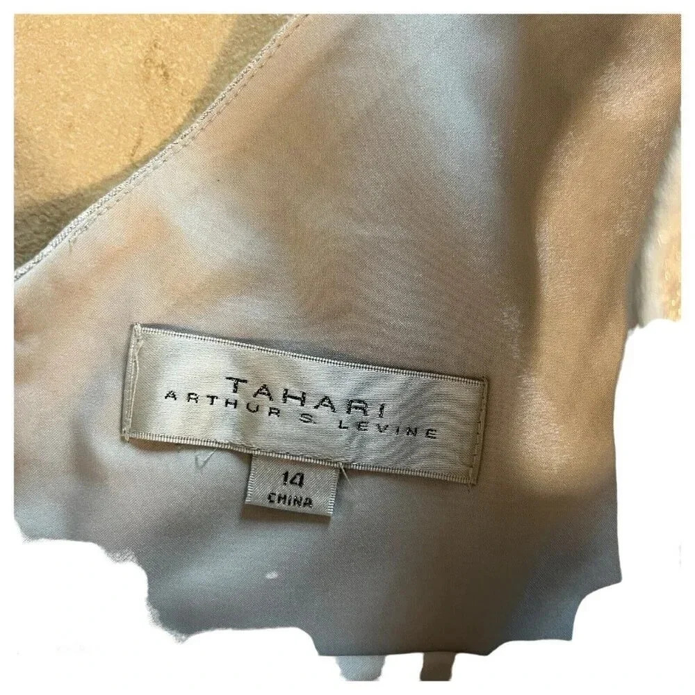 Tahari Metallic Silver Tweed Cocktail Dress Knee Length Party Sleeveless Size 14 - Picture 6 of 6